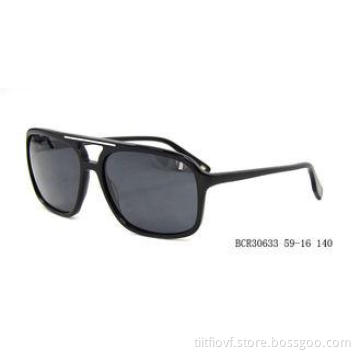 Mens Acetate Frame Sunglasses , Retro Style Round Black Fra